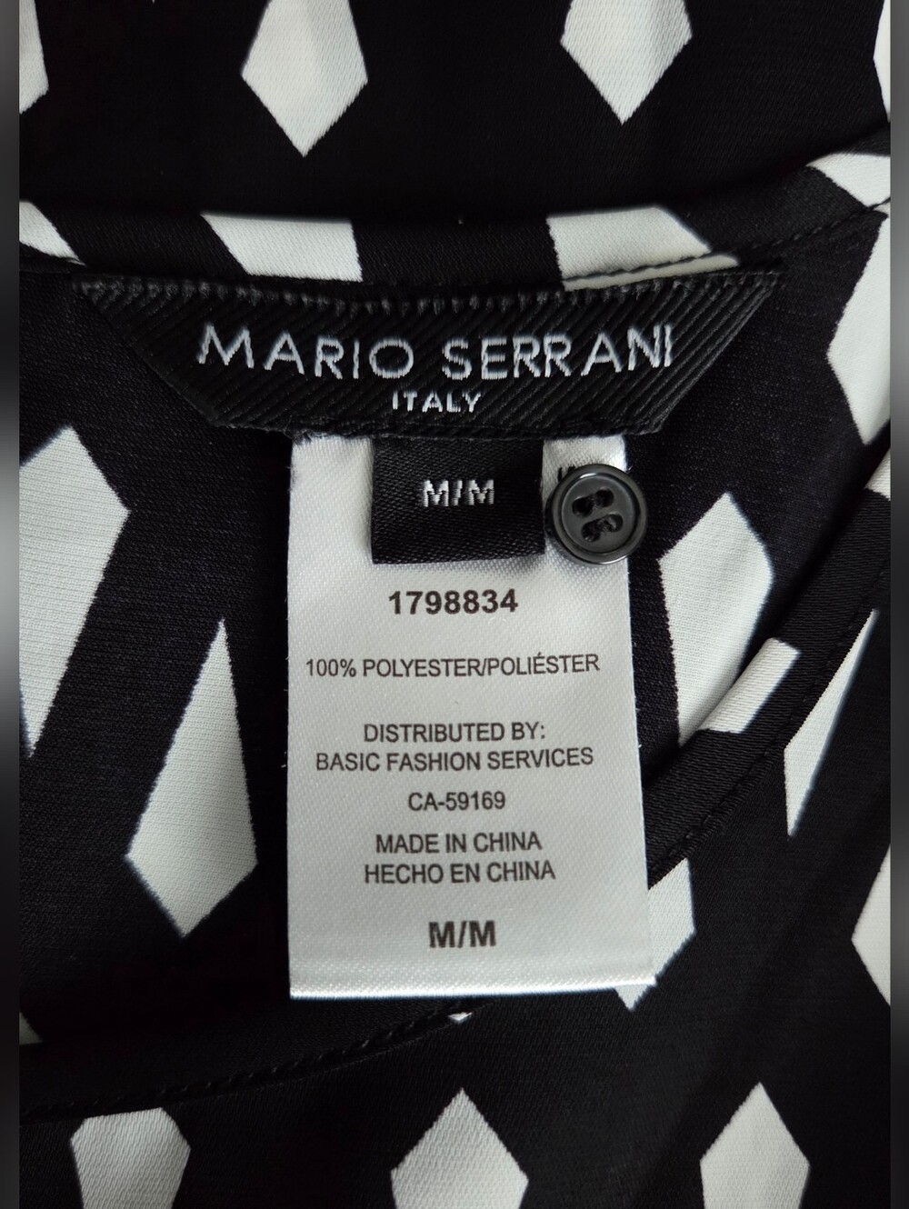 Mario Serrani Black & White Geometric Sleeveless Top Size M - Picture 10 of 11